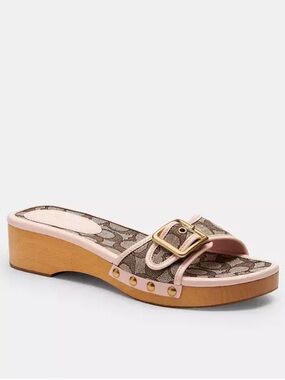🌸 Coach Margot Wooden Sandal in Signature Jacquard 🌸   NWT 🌸